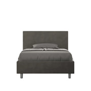Letto Singolo Imbottito in Microfibra 100x210 Con Rete e Contenitore Adele Grigio