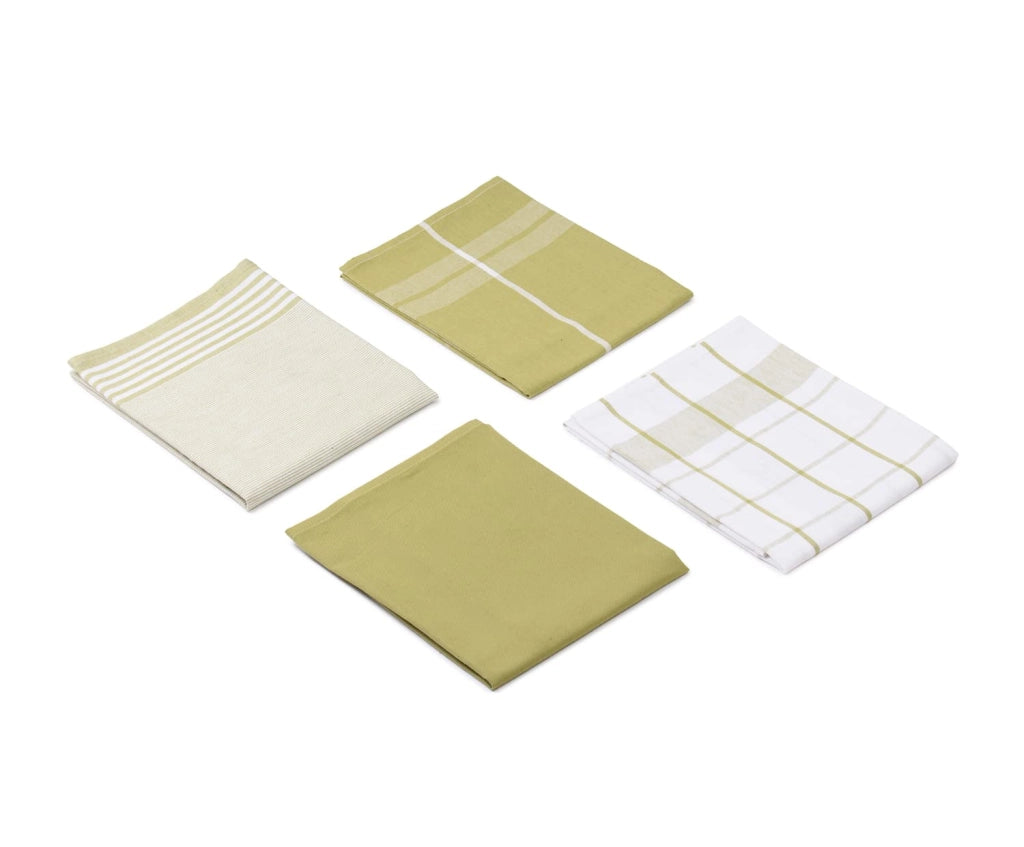 Set di 4 strofinacci, 50x70 cm, 100% cotone, color verde lime