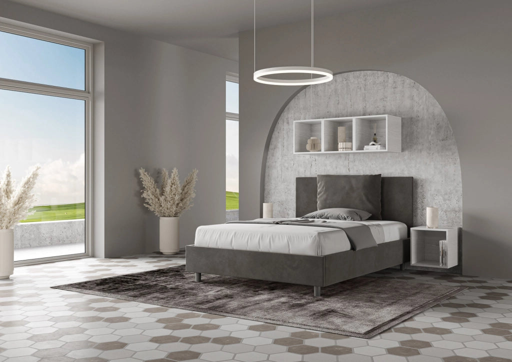 Letto una Piazza e Mezza Imbottito in Microfibra 110x210 Senza Rete Antea Grigio