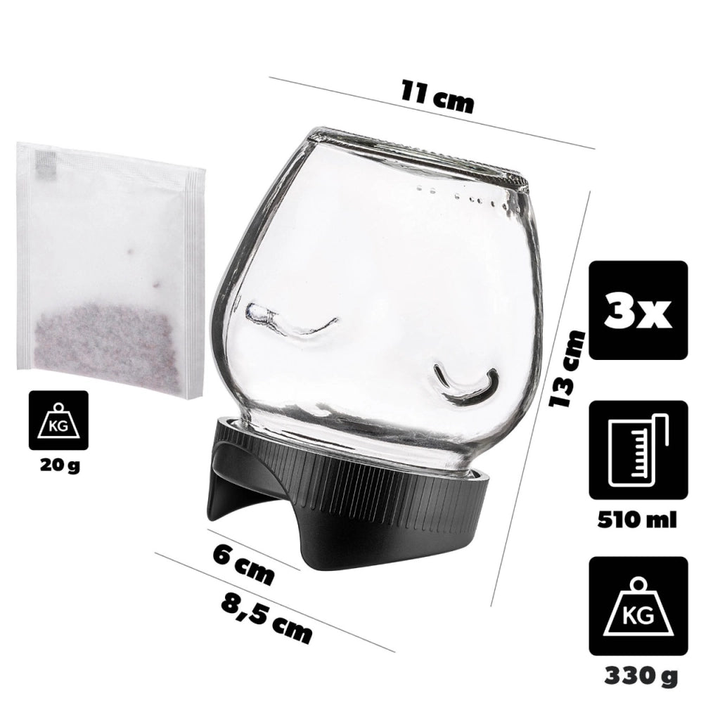 KADAX Zestaw Słój Amfora fi82 580ml 5802-9 + Plastikowa zakrętka do słoików fi82, kiełkownica pakiet 3szt K17502