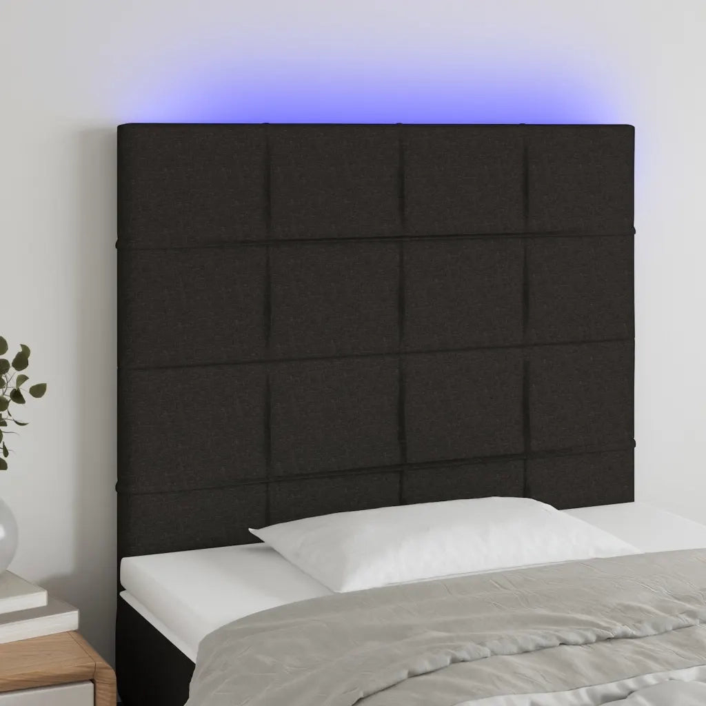 Testiera | Testata a LED Nera 80x5x118/128 cm in Tessuto