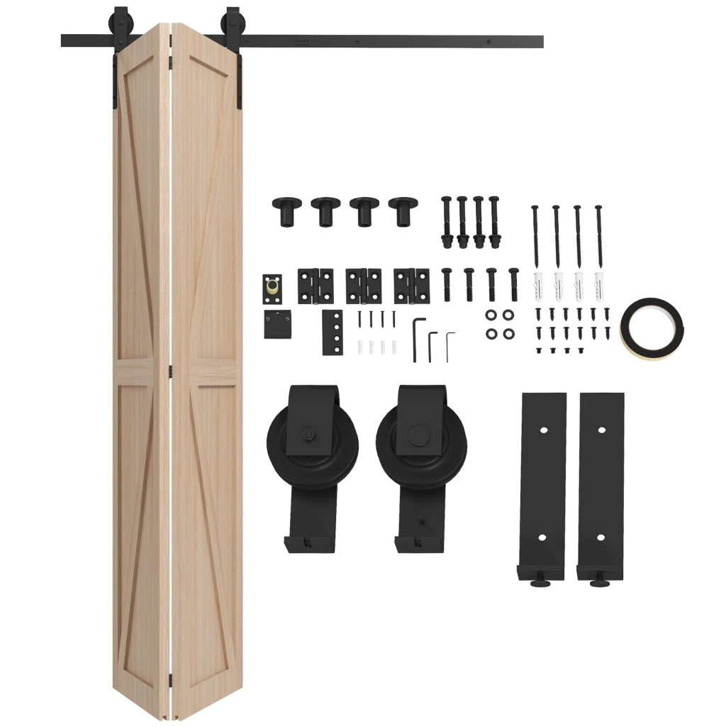 Kit binario per porte scorrevoli a libro 152,5 cm in acciaio per 2 porte fienile salvaspazio fai da te