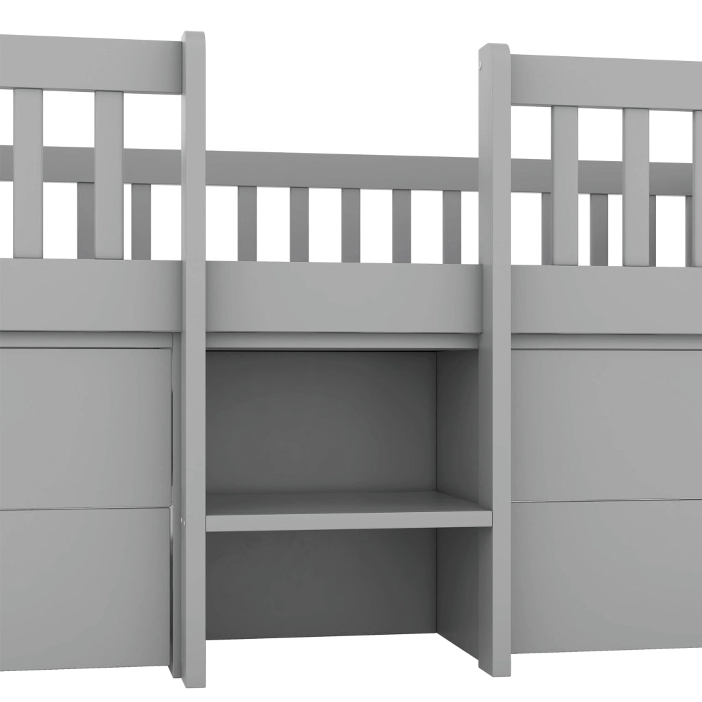 Letto a soppalco 90 ¡Á 200 cm con ripiani lavagna scala e barriera in legno e MDF bianco