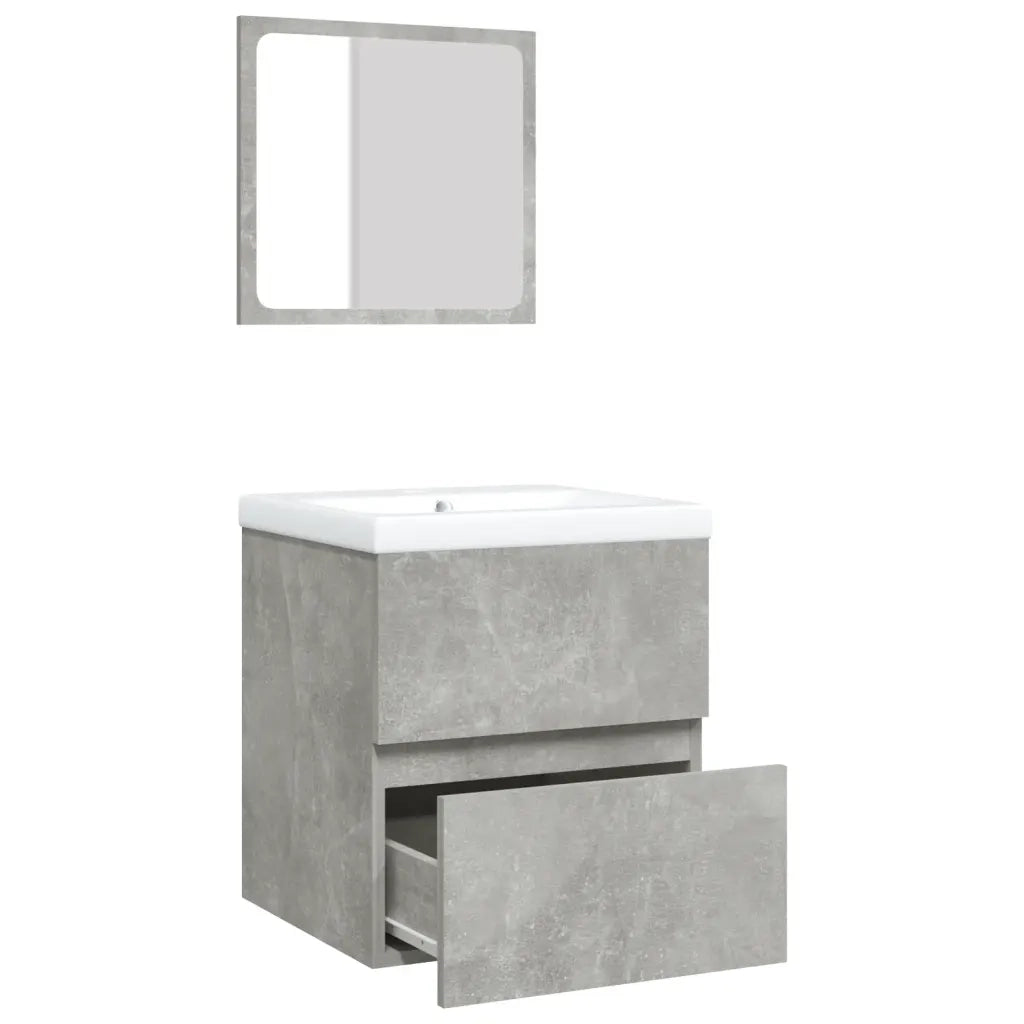 Mobile da Bagno con Lavabo | Armadio Lavabo e Specchio Grigio Cemento