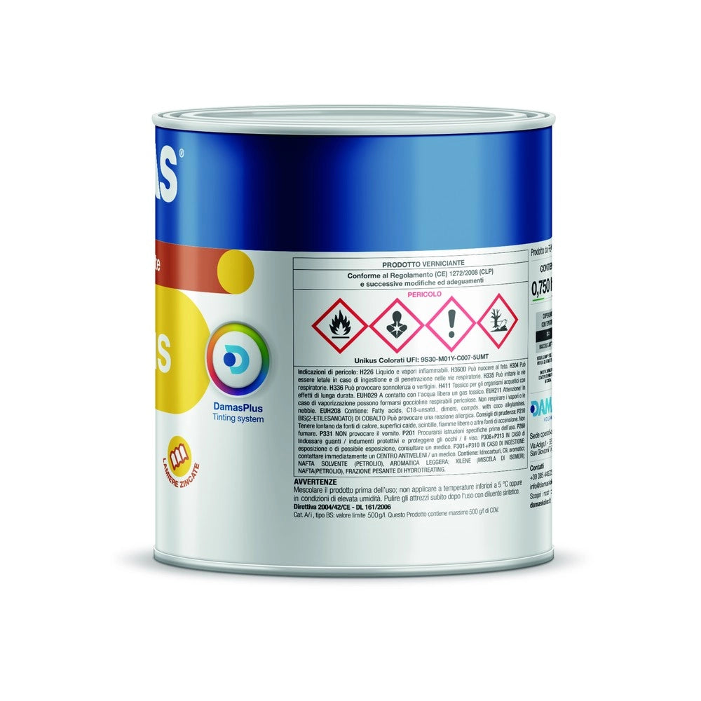 Damas unikus lucido smalto polivalente zincato alluminio plastica pvc *** formato 0,750 lt, colore- 211 grigio argent...