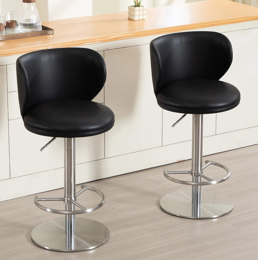 Sgabello da bar girevole regolabile 58-83 cm con schienale; nero