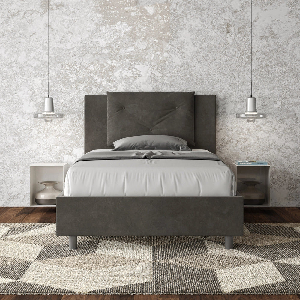 Letto Singolo 100x210 cm con Rete Appia Grigio