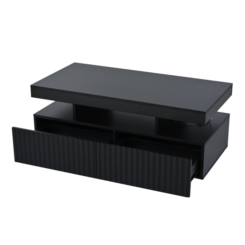 Tavolino da Salotto con LED e 2 Cassetti; Nero; 100x50x45 cm; da Assemblare
