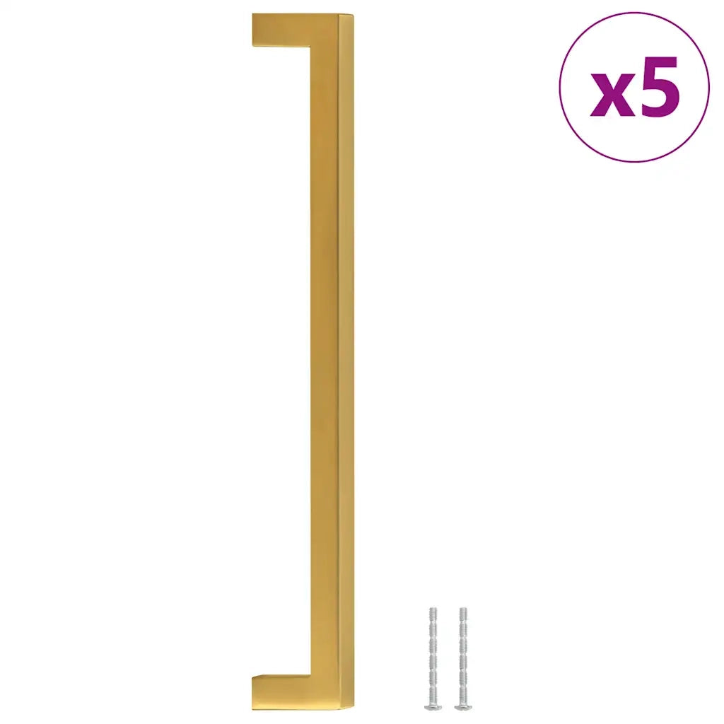 Poignées d'armoire 5 pcs doré 224 mm acier inoxydable