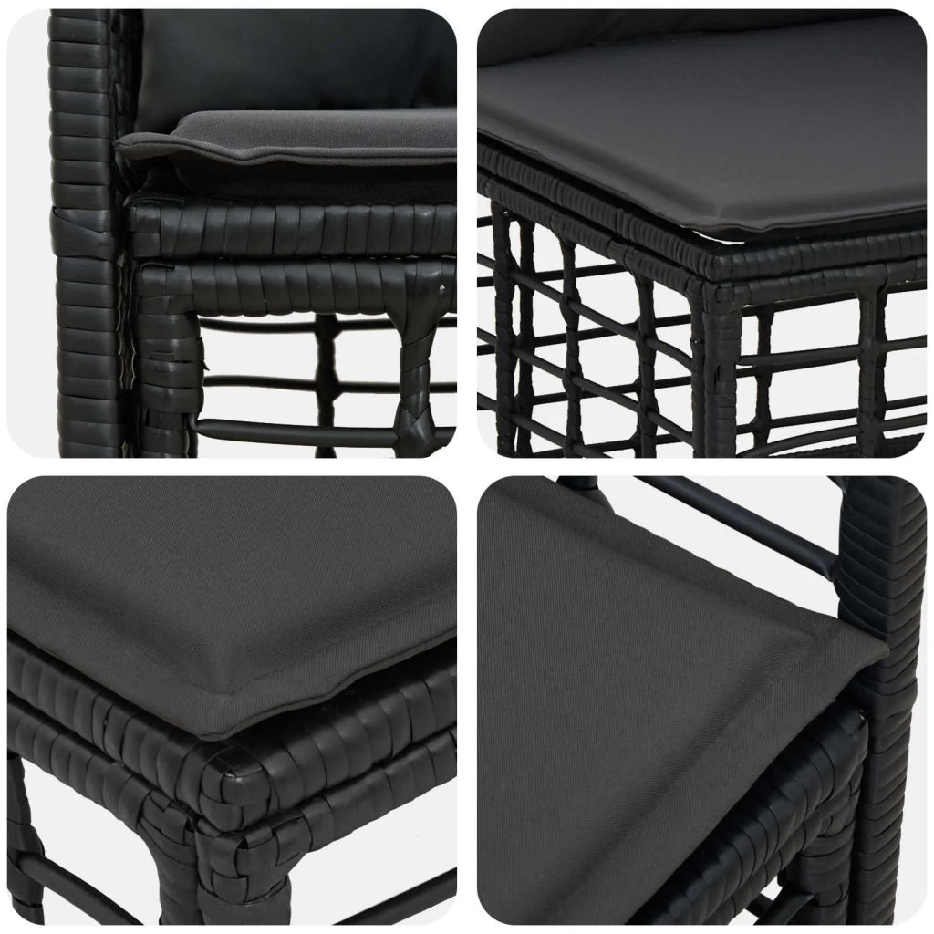 Set di divani da esterno 9 pz Nero e Grigio scuro Poliestere 3437765