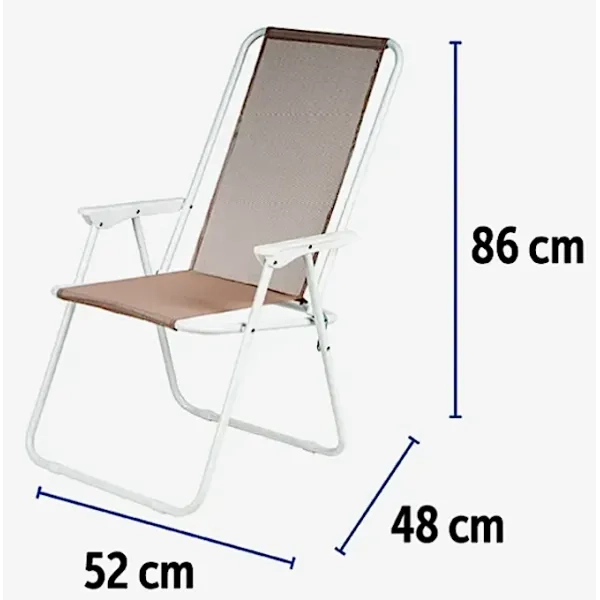 SEDIA DA SPIAGGIA PIEGHEVOLE 52x48x86 CM COLORE: TORTORA