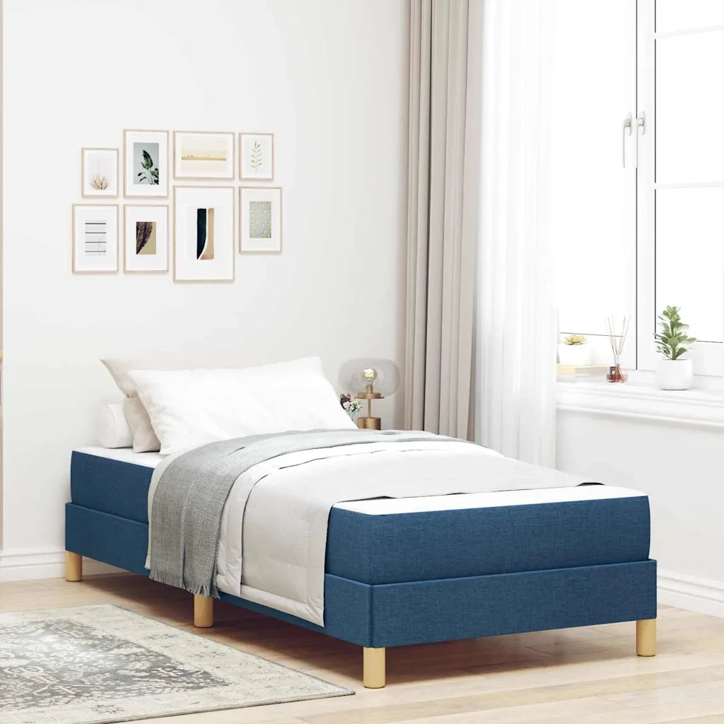 Letto a molle con materasso Blu 90 x 190 cm Tessuto