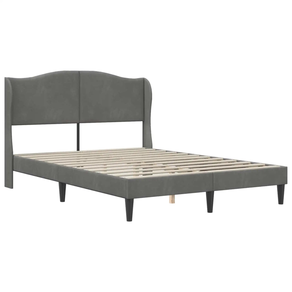 Letto matrimoniale | Letto per adulti | Struttura del letto Grigio Scuro 160 x 200 cm Velluto
