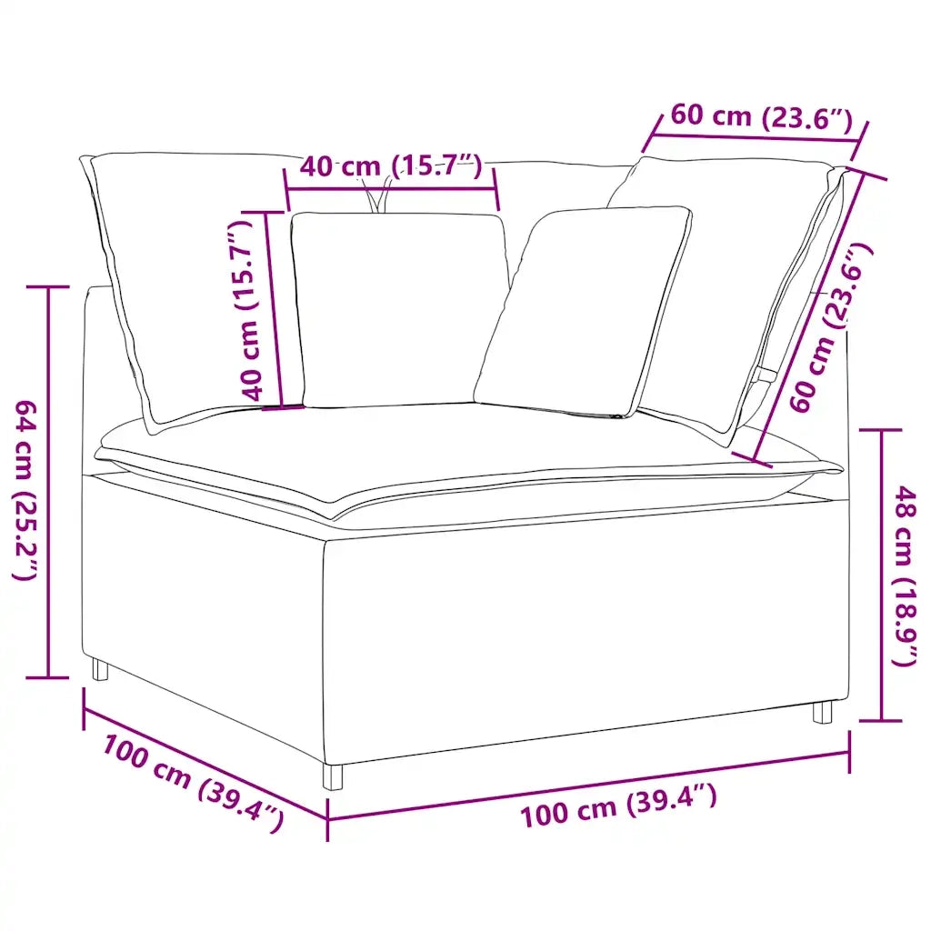 Modulo Angolare Divano Modulare con Cuscini Grigio Chiaro 100cm 4104447