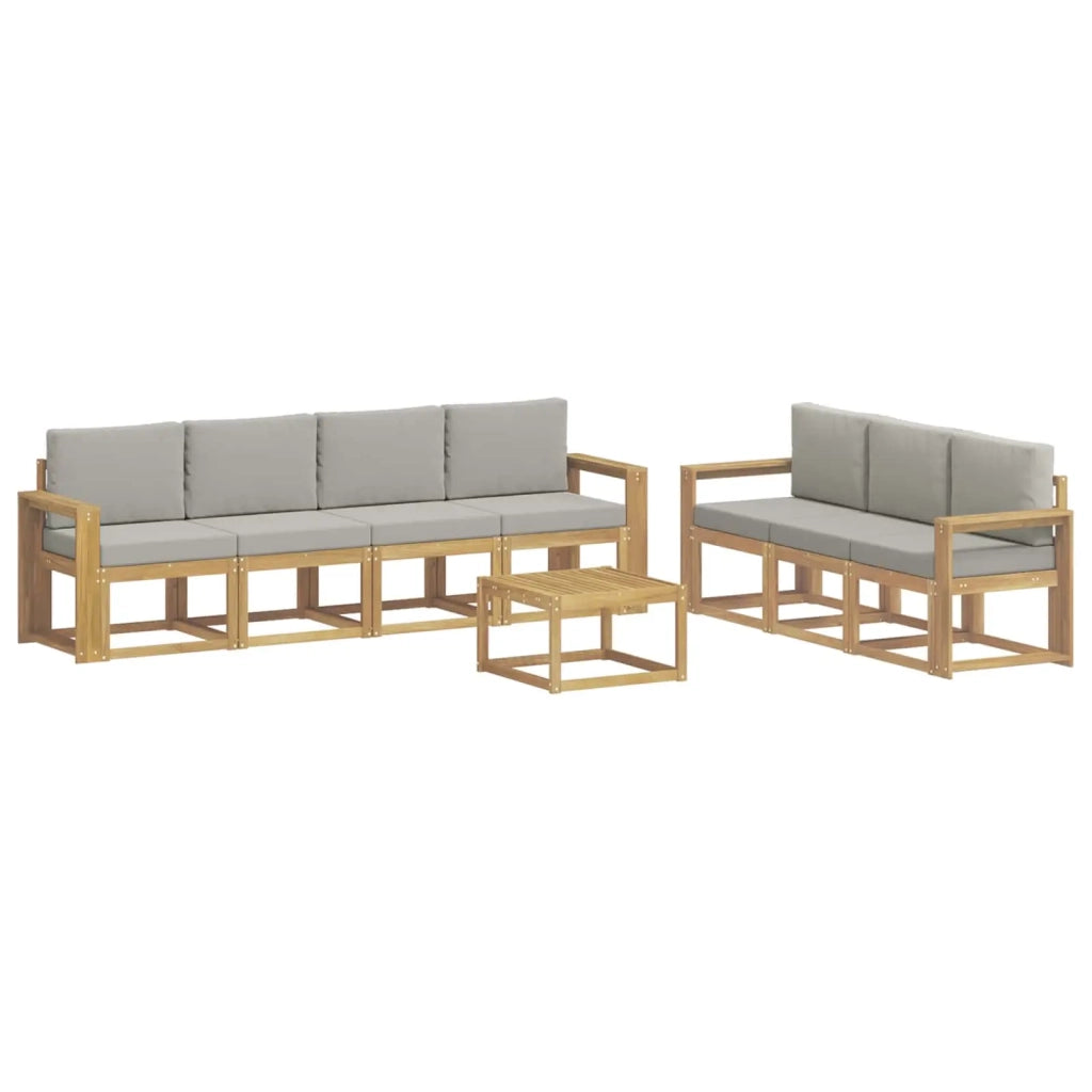 Set di divani da esterno 8 pz Bianco e Grigio Chiaro Poliestere 3387355