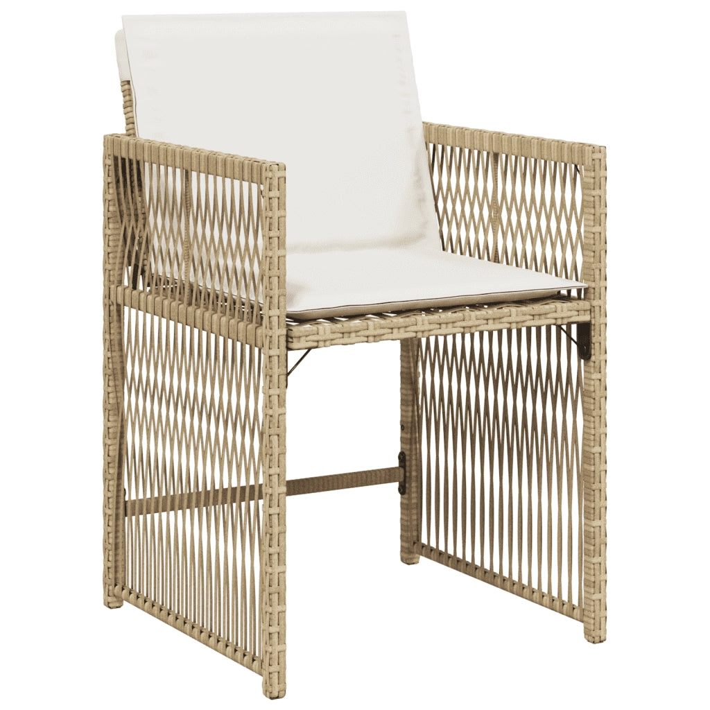Set da Pranzo da Giardino 11 pz con Cuscini Beige in Polyrattan 3211654