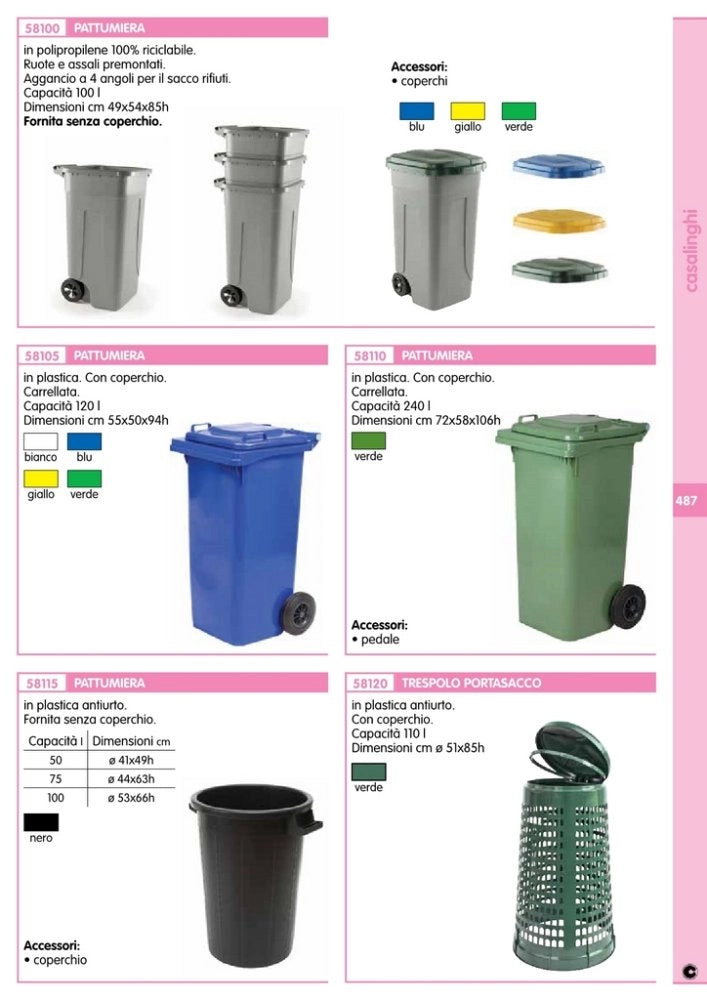 1pz coperchio per pattumiera lt.100 blu cod:ferx.14710