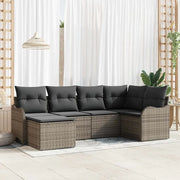 Set Divano da Giardino con cuscino 6 pcs Grigio Poly Rattan