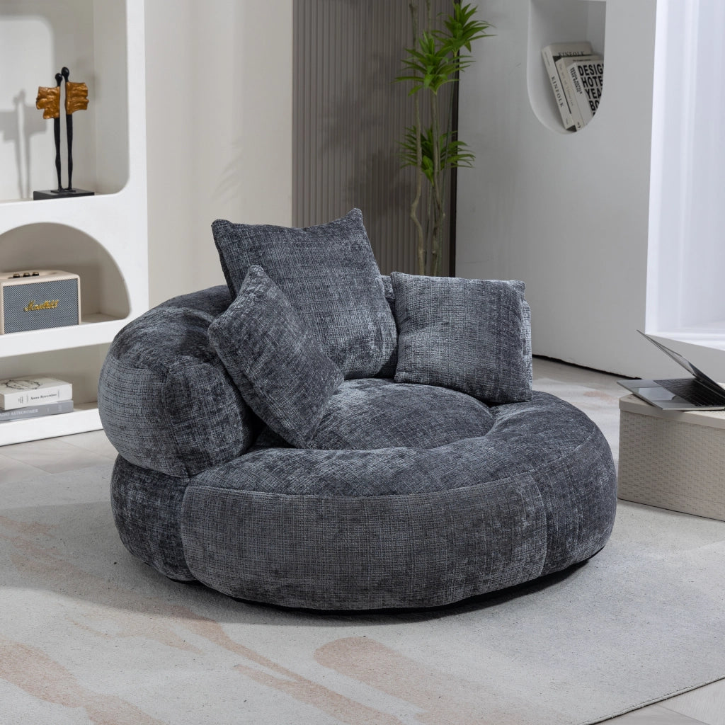 Divano Poltrona Gaming con Cuscini ¨C MINIMAL ¨C Grigio, Tessuto Chenille