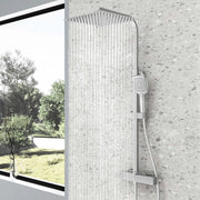 AICA Colonna doccia con miscelatore termostatico, rubinetto doccia 28x4cm, soffione doccia quadrato 30x30cm in acciaio inox cromato