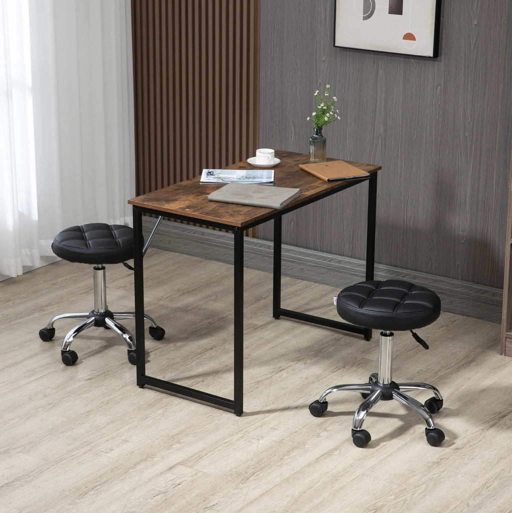 Set 2 sgabelli girevoli ULEVR con ruote, altezza regolabile 48-63 cm, seduta ?35,5 cm in similpelle nera