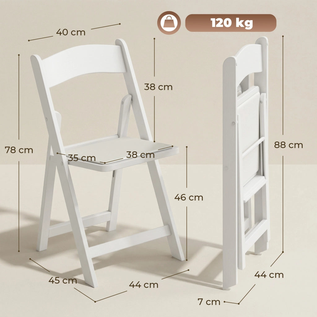 Sedia pieghevole ¨C Xylo ¨C 4 pezzi, resina e PU, 45x44x78 cm, bianco