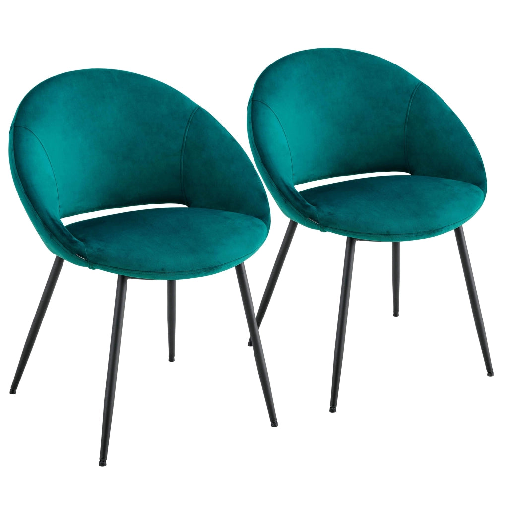 Oviala - Set di 2 sedie in acciaio e velluto blu