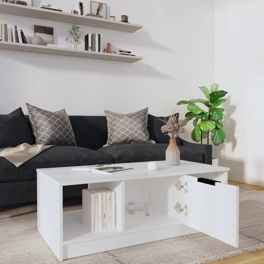 Tavolino da salotto | Tavolino da caff¨¨ | Tavolino da Soggiorno Bianco 102x50x36 cm in Legno Multistrato