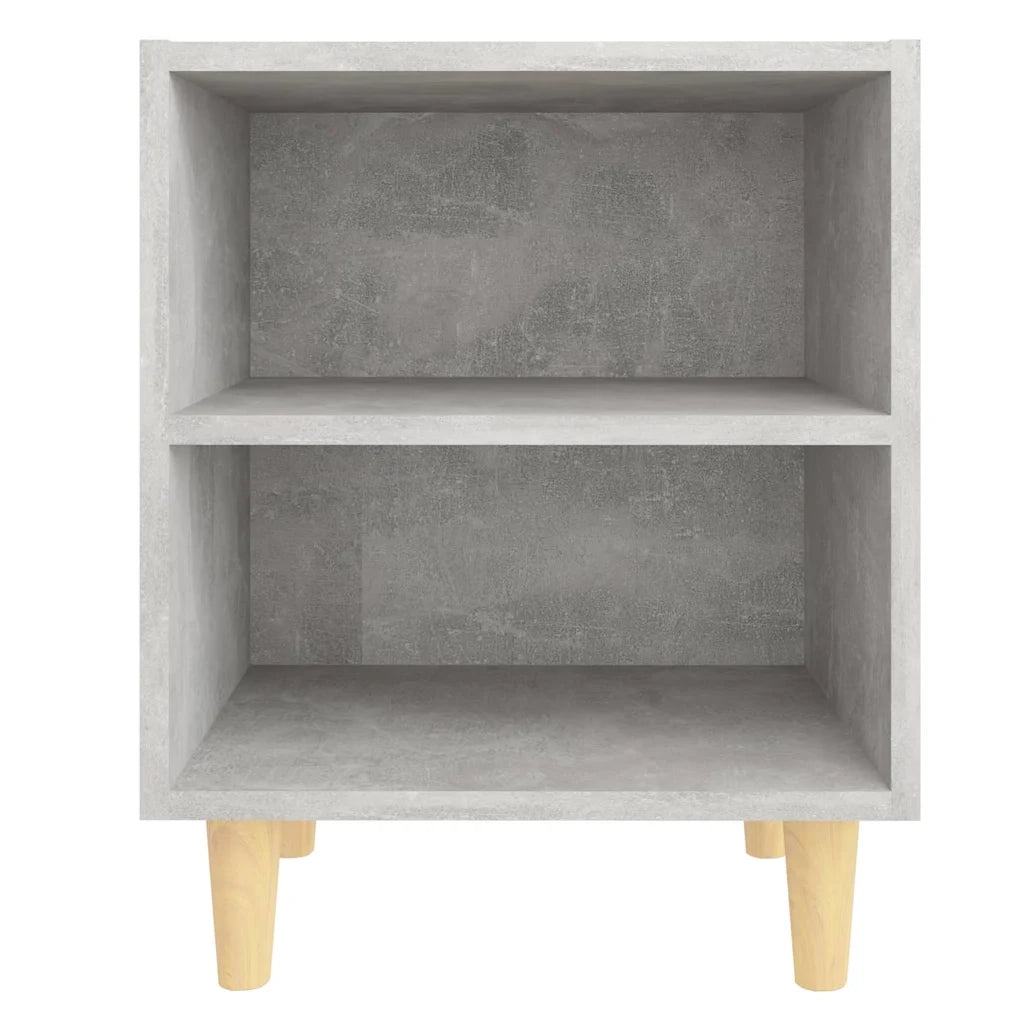 Comodini Gambe in Legno Massello 2pz Grigio Cemento 40x30x50 cm 805788