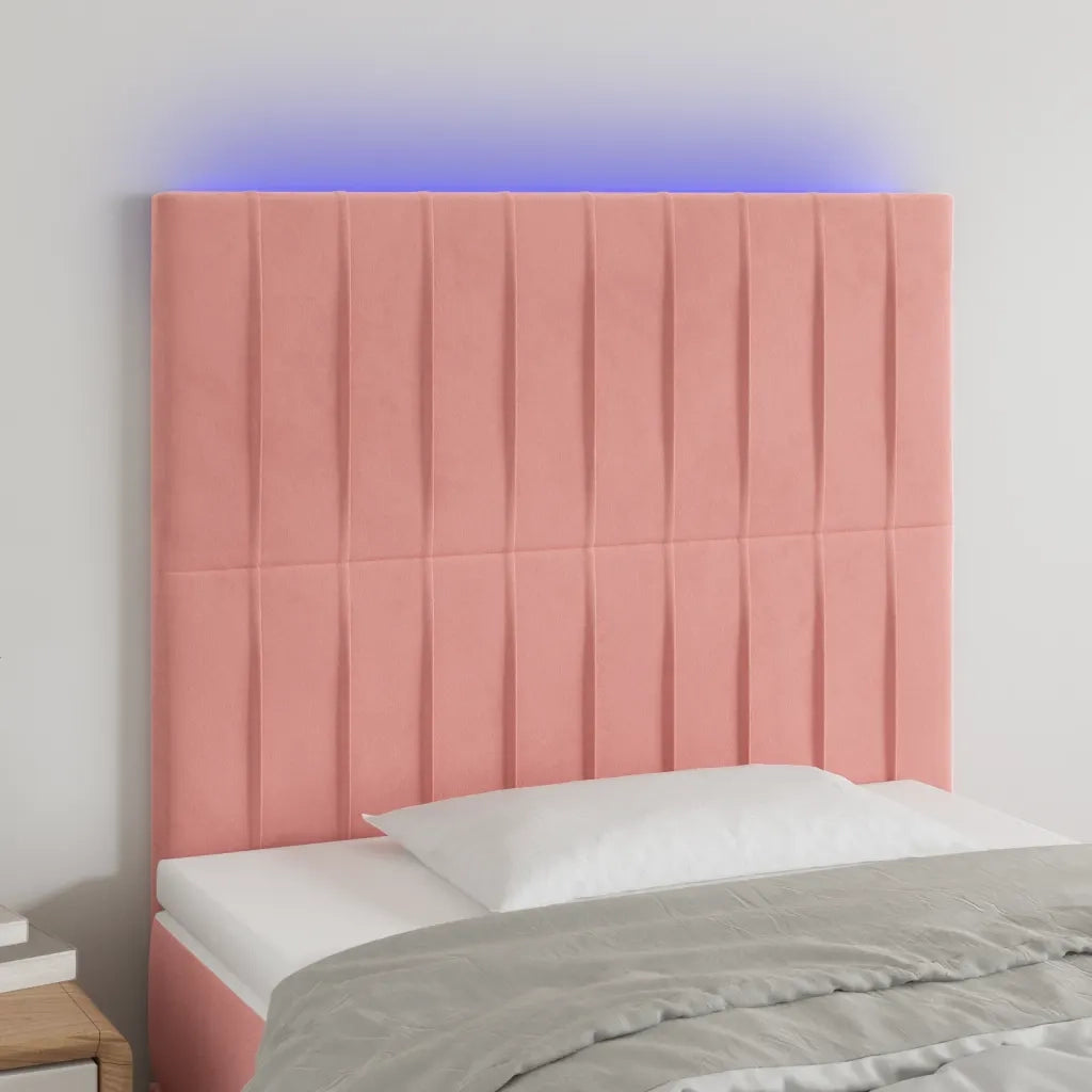 Testiera | Testata a LED Rosa 100x5x118/128 cm in Velluto