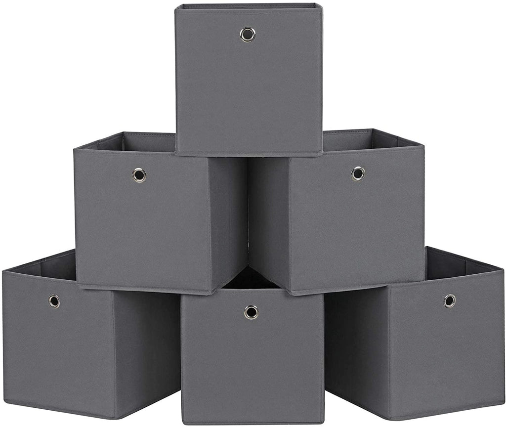 6 Scatole portaoggetti pieghevoli 30 x 30 x 30 cm grigio 12_0000129