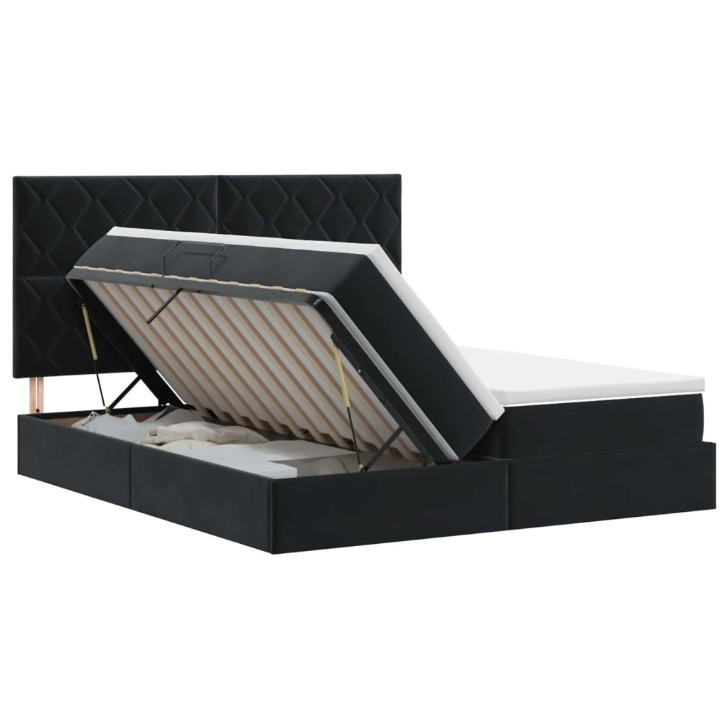 Letto con Contenitore con testiera Nero 200 x 200 cm Velluto 3459845