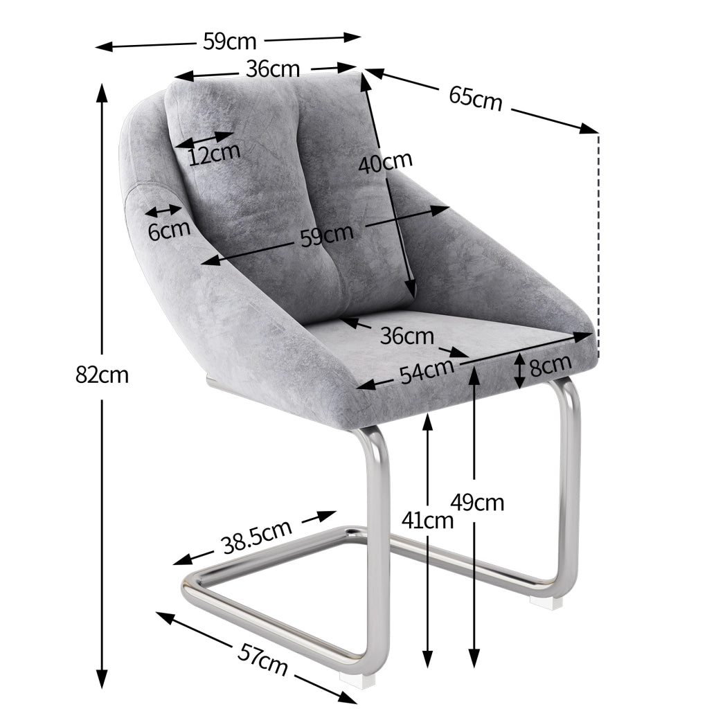 Sedia da pranzo 59x65x82 cm grigia – set da 2 con cuscino