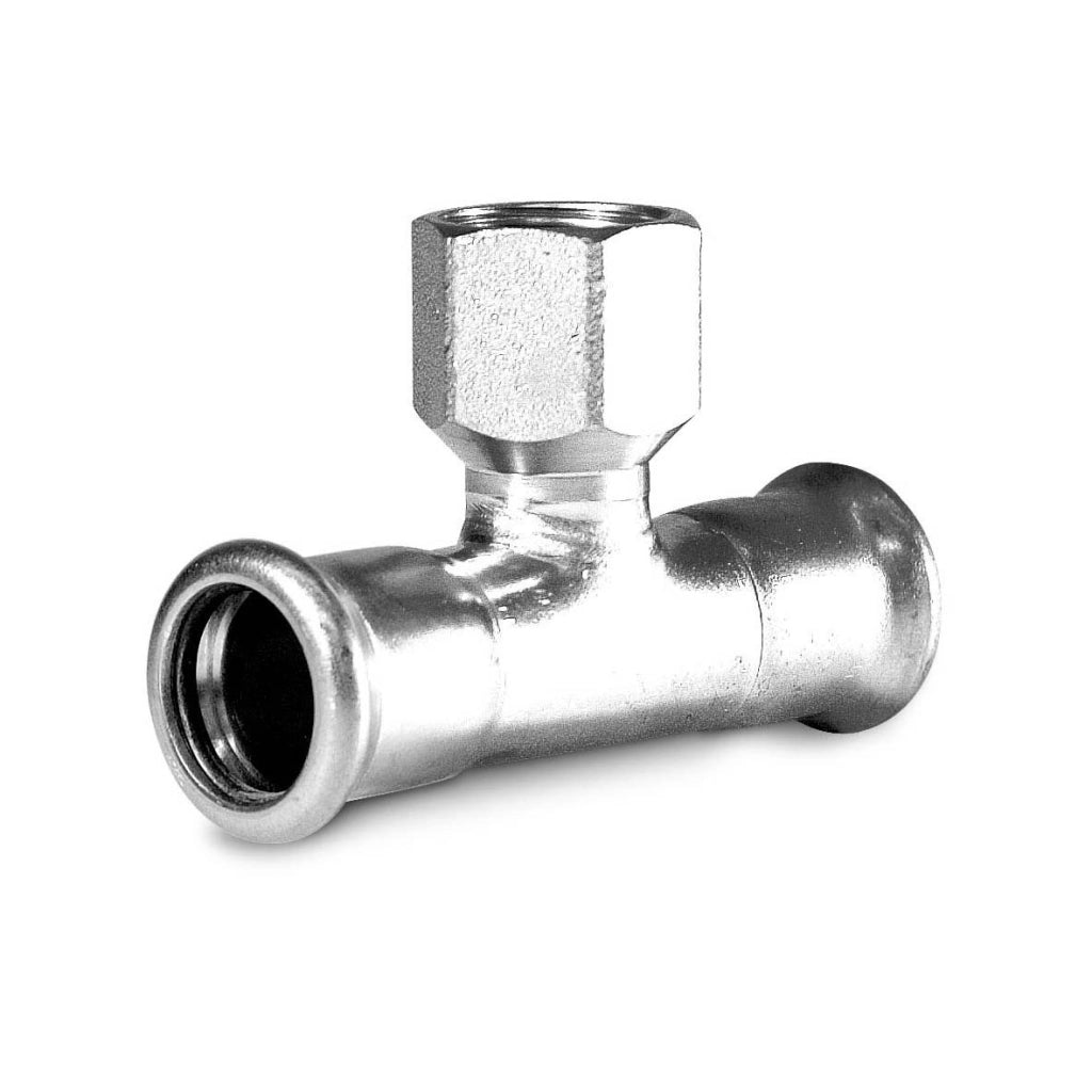 TI CON DERIVAZIONE FILETTO F A PRESSARE IN ACCIAIO CARBONIO- 1/2 x 28 x 28- ATUSA- pezzi 1