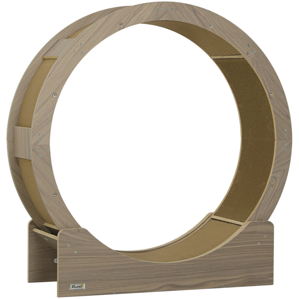 Ruota per gatti 91 cm in noce con freno e grattatoio, per movimento sano e relax