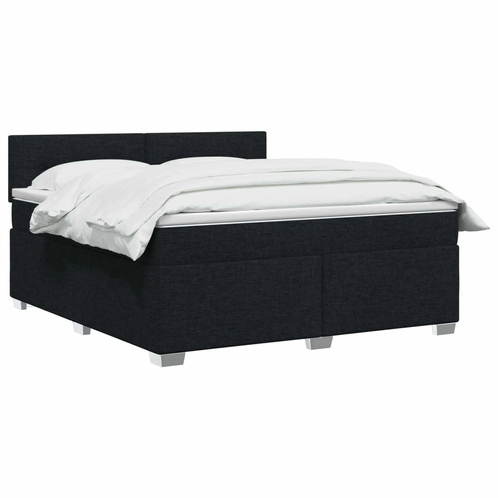 Letto con Box Spring, Materasso e LED Nero 160 x 200 cm Tessuto 3451982