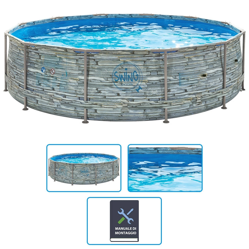 Piscina Fuori Terra Metal Frame Stone Design  3,66 X H.0,91 M