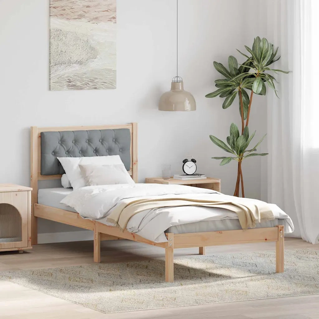 Letto singolo | Letto per adulti | Struttura del letto Grigio chiaro 75 x 190 cm Pino massello
