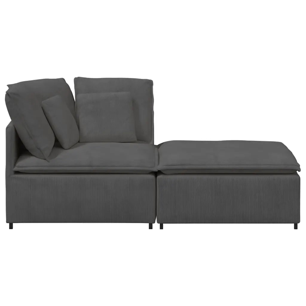 Divano Modulare con Poggiapiedi e Cuscini Grigio Scuro 3321228