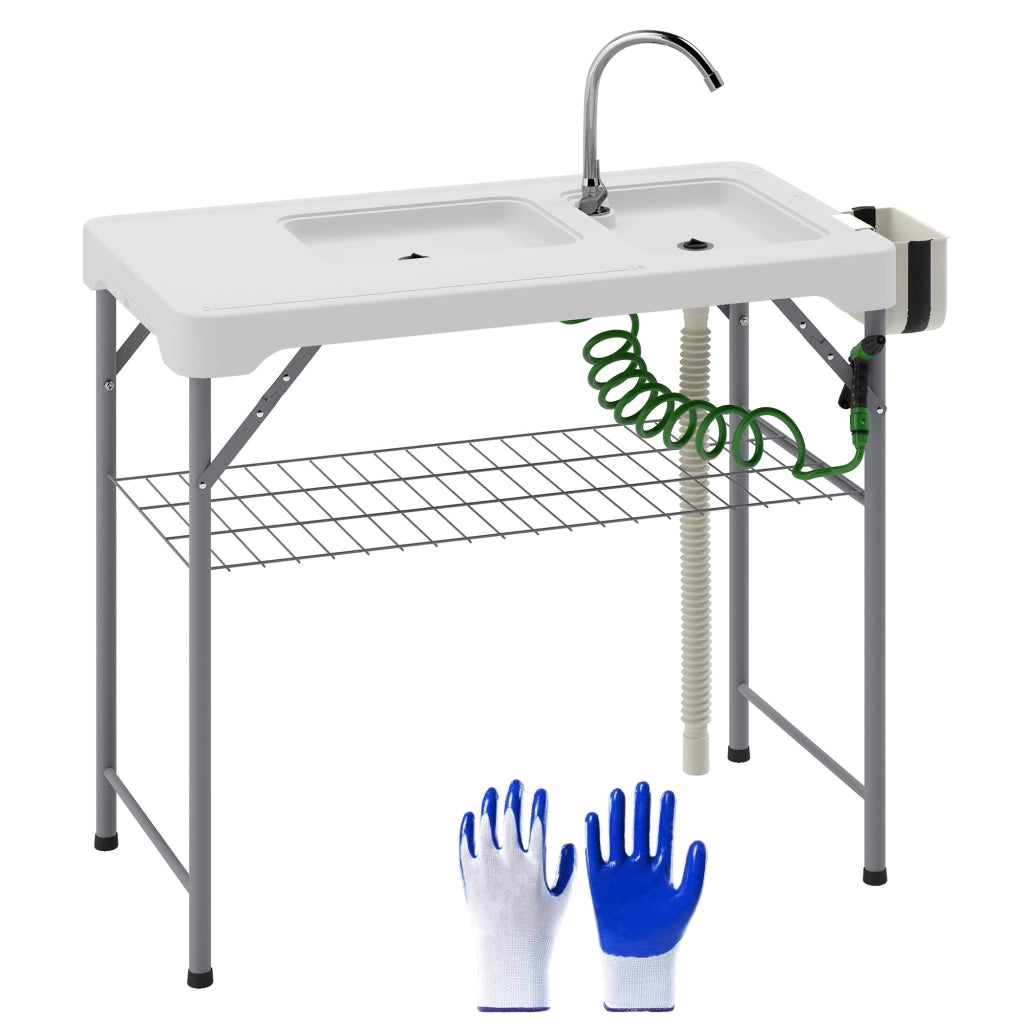Tavolo Pieghevole da Cucina con Lavabo e Rubinetto ¨C Minimal ¨C Bianco