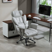 Sedia da ufficio ergonomica reclinabile con poggiapiedi e seduta girevole imbottita in schiuma grigio chiaro