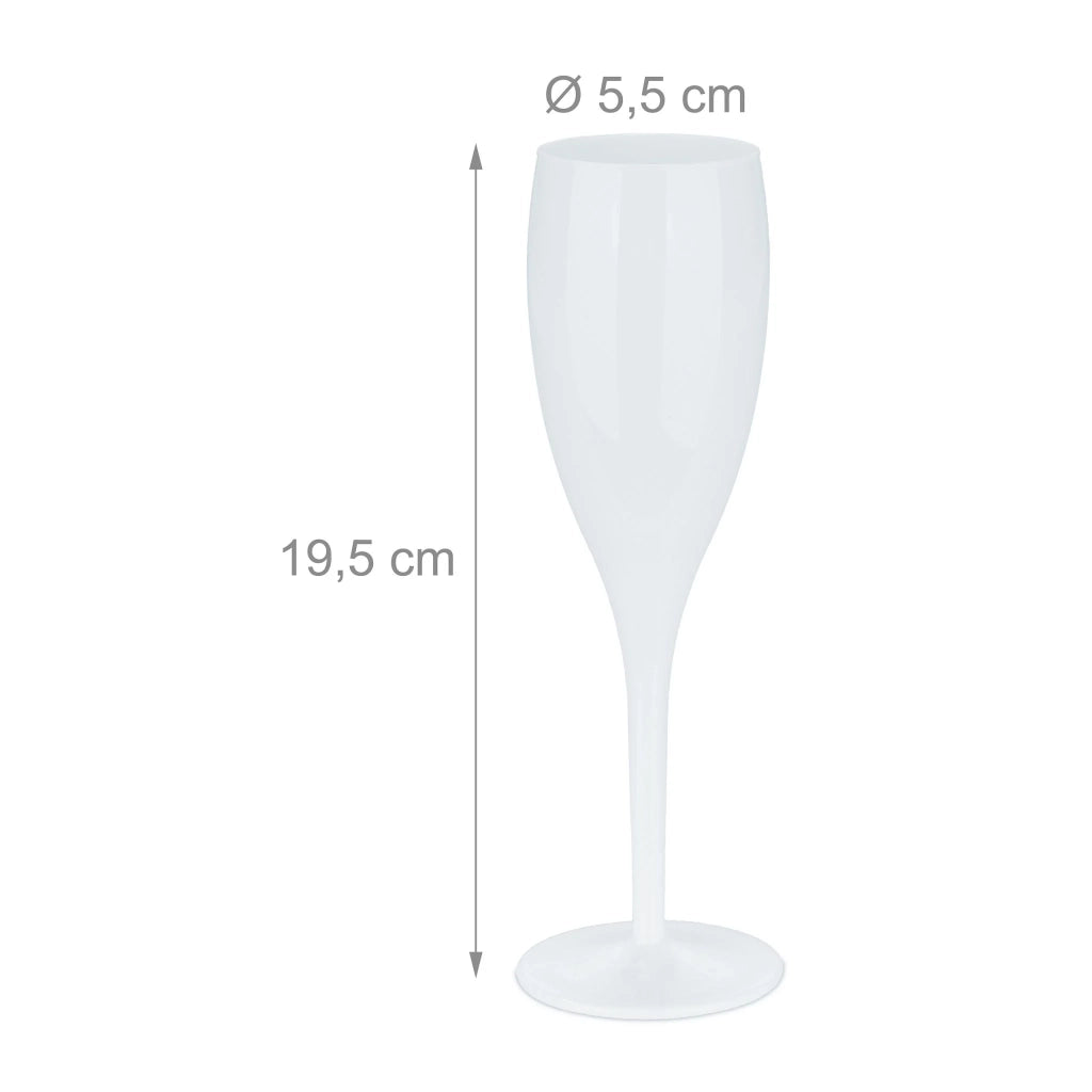 Set di 6 flute da champagne design pratico per ricevimento utilizzo riutilizzabile in plastica bianca 13_0012999