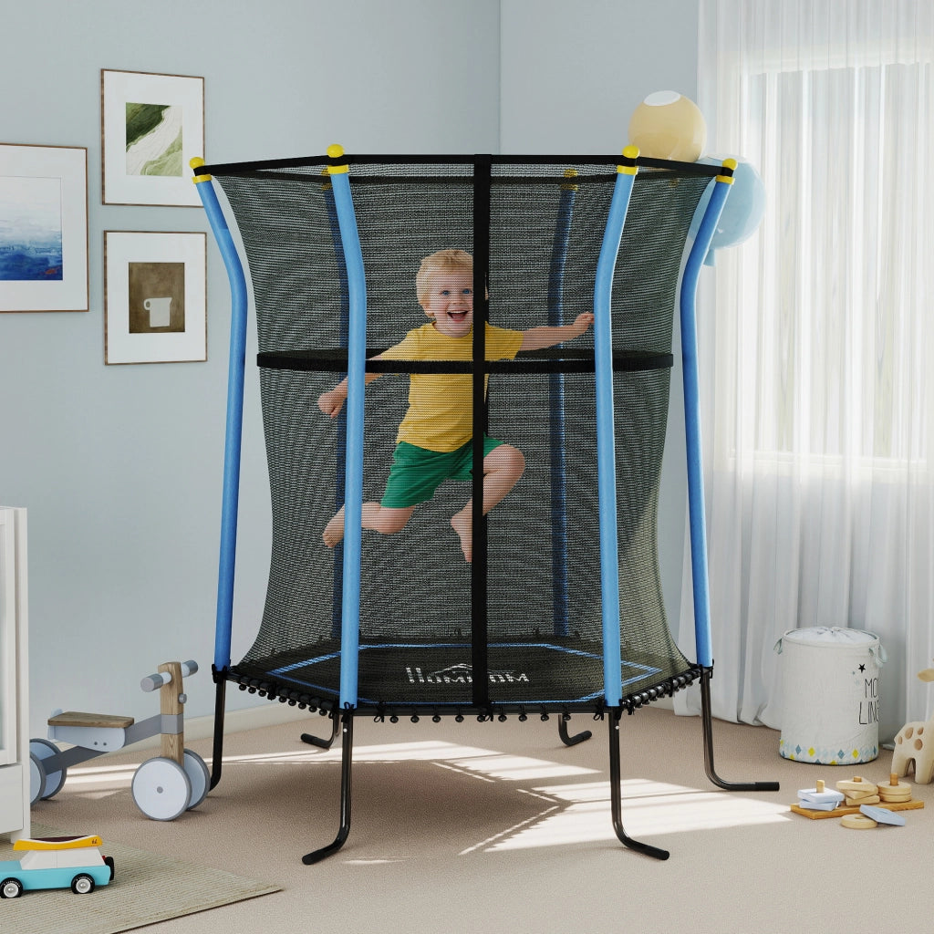 Casetta con Tappeto Elastico per Bambini ¨C Minimal ¨C Blu, Acciaio, PP e EPE, 163.5x190 cm