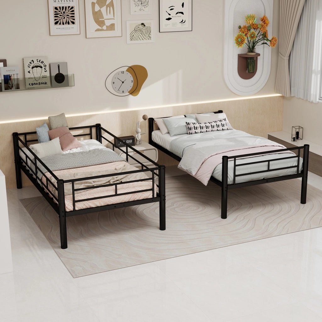 Letto a castello in metallo nero trasformabile in due letti singoli
