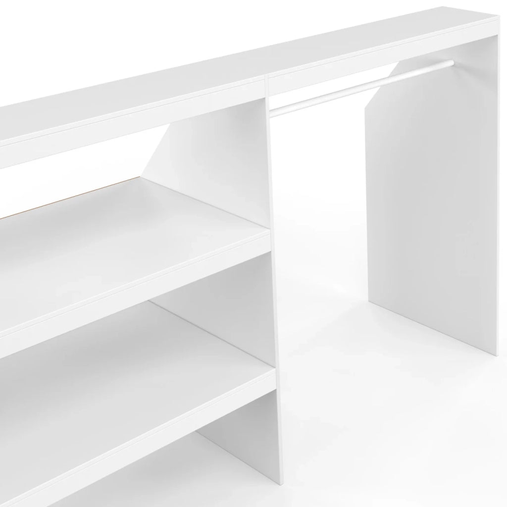 IDMarket - Set spogliatoio sottopiano con scaffale a 2 livelli e armadio estraibile TOMI 195 x 50 x 70/110 cm bianco