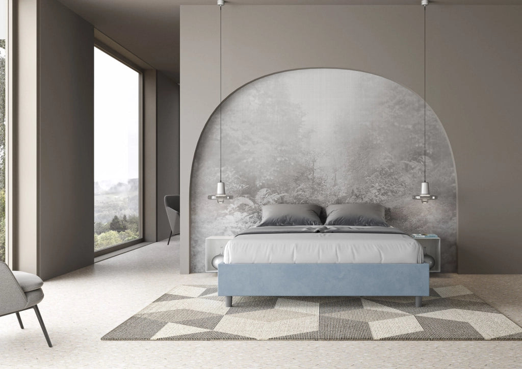 Letto Matrimoniale Large Sommier 170x200 cm con Rete Azelia Azzurro