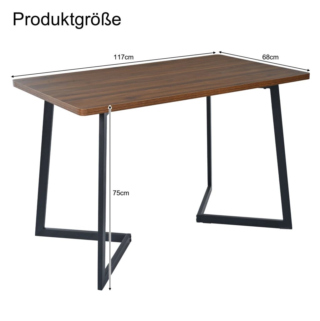 Tavolo da pranzo rettangolare 117x68 cm nero e noce