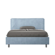Letto Matrimoniale Francese 140x190 cm con Rete Imbottito in Microfibra Antea Large Azzurro