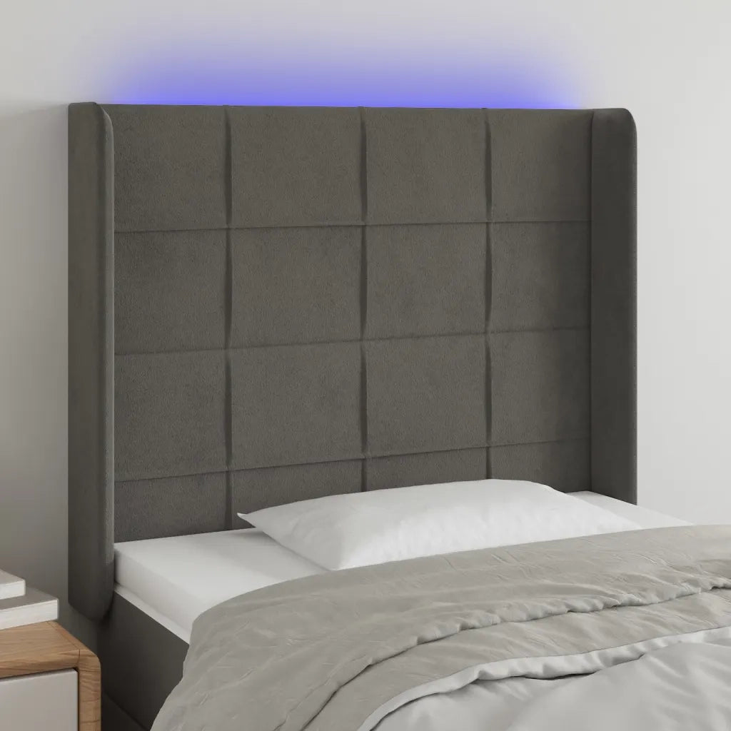 Testiera | Testata a LED Grigio Scuro 83x16x118/128 cm in Velluto