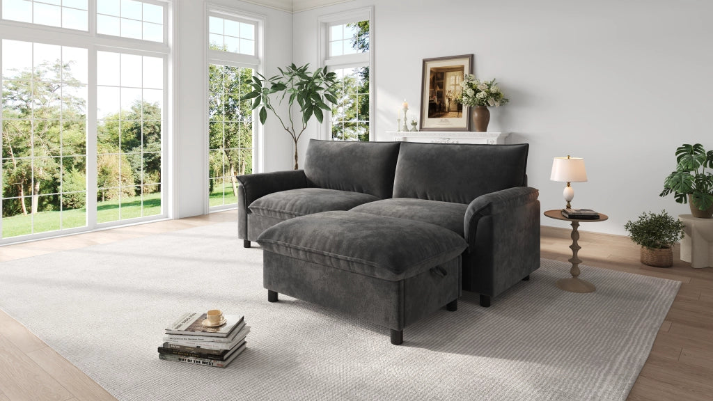 Divano Modulare con Contenitore; Grigio